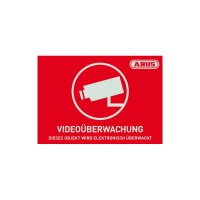 ABUS AU1420 Warnaufkleber Videoüberwachung mit ABUS Logo rot 148x105 mm