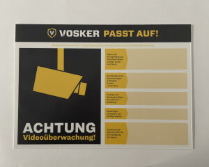 Vosker Achtung Videoüberwachung Schild Warnschild Hinweisschild 21x15 cm